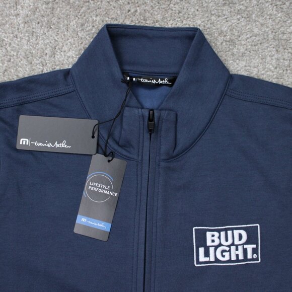 Travis Mathew Sweatshirt NWT Women Small Blue Coveside Full Zip Jacket Bud Light - Picture 4 of 16